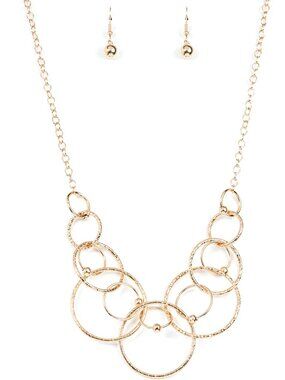 Paparazzi Encircled in Elegance Gold Necklace & Earrings Set